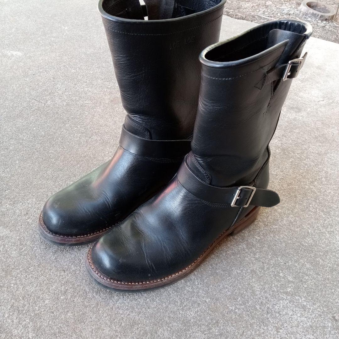ace boots エースブーツ ブラックレザーエンジニアブーツ