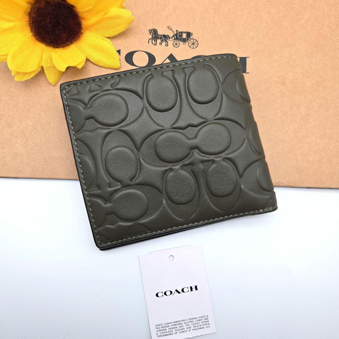 COACH 折り財布 新品 オリーブ 新作 お札入れ 小銭入れ