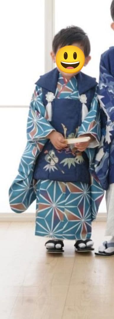 七五三 着物セット 男の子　3歳　90-100cm 子供用 青色 KYOETSU