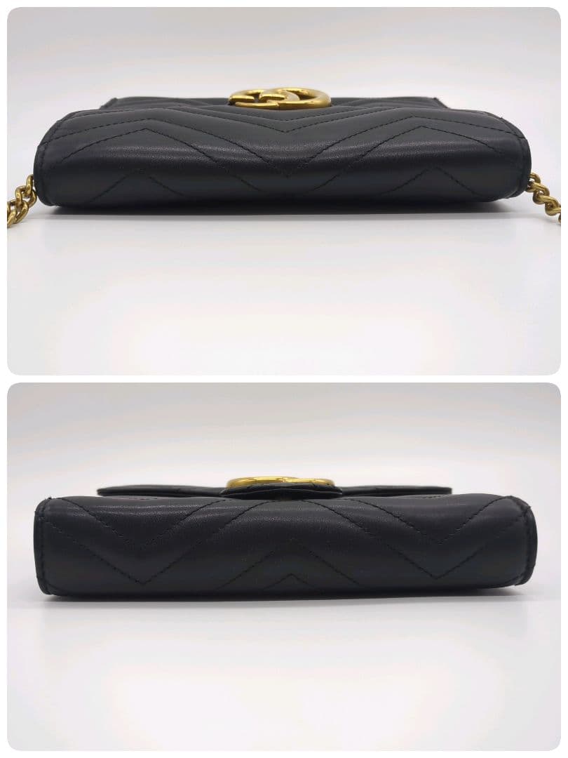 【入手困難・美品】グッチ☆チェーンウォレット GGマーモント キルティング 黒