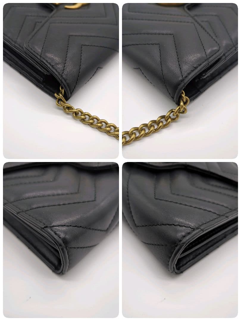 【入手困難・美品】グッチ☆チェーンウォレット GGマーモント キルティング 黒