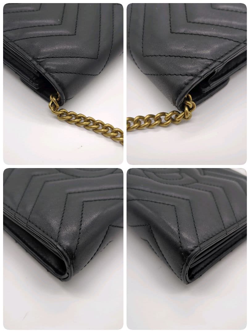 【入手困難・美品】グッチ☆チェーンウォレット GGマーモント キルティング 黒