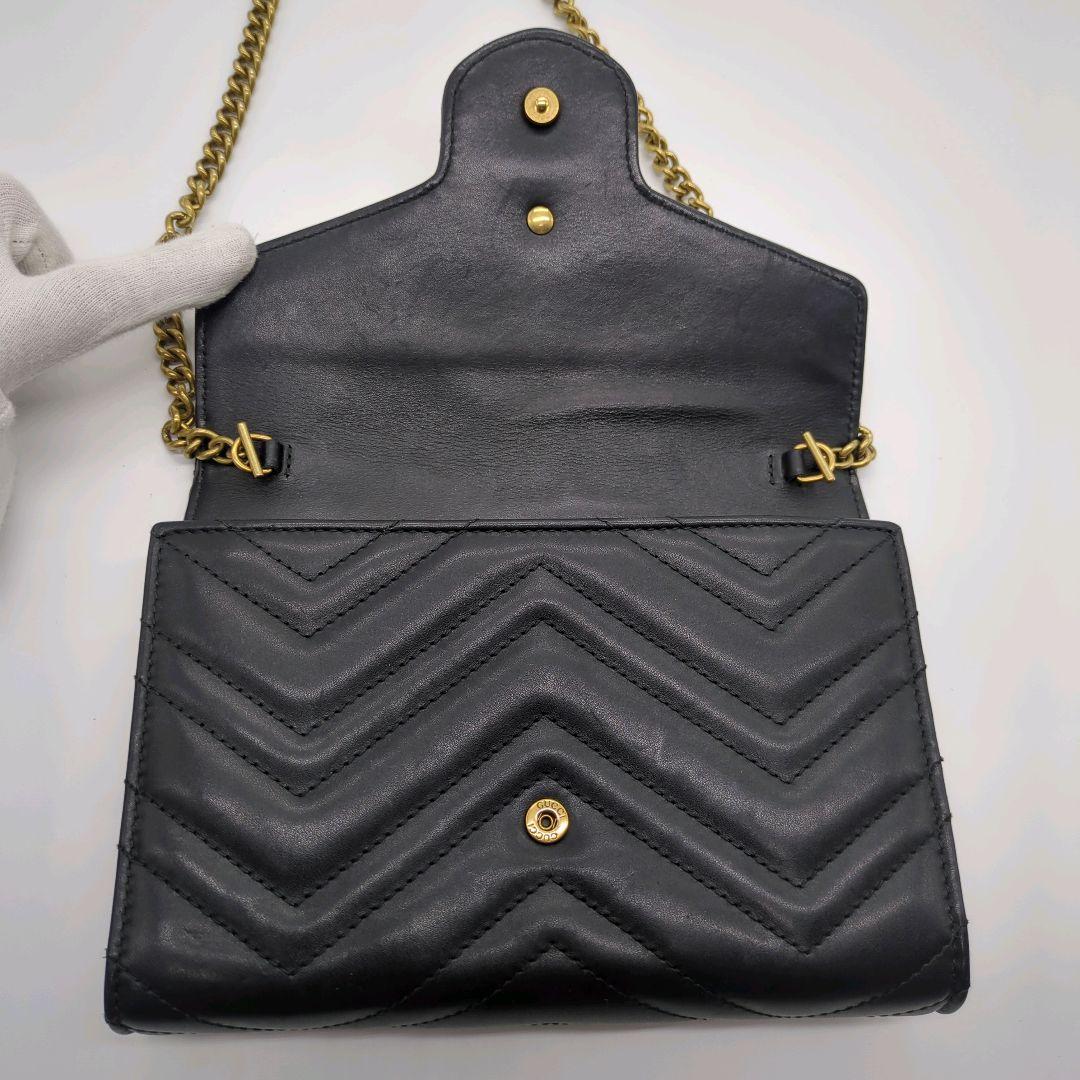 【入手困難・美品】グッチ☆チェーンウォレット GGマーモント キルティング 黒