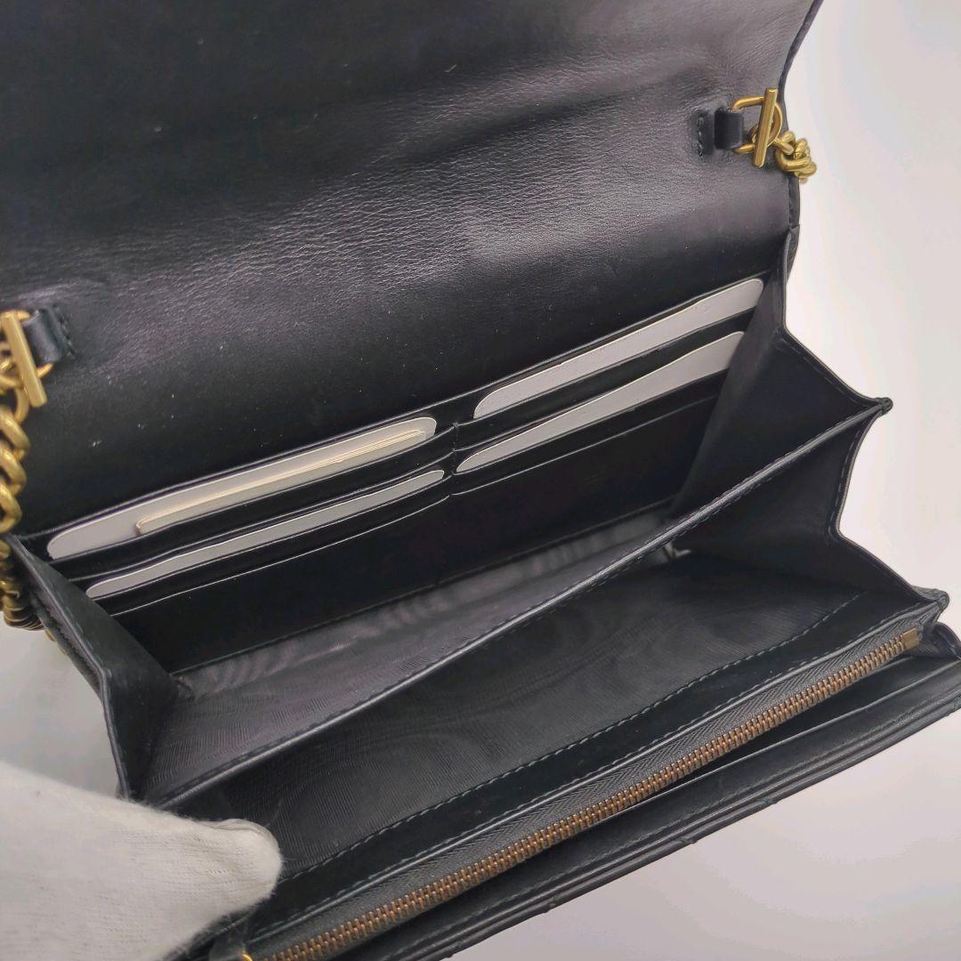 【入手困難・美品】グッチ☆チェーンウォレット GGマーモント キルティング 黒
