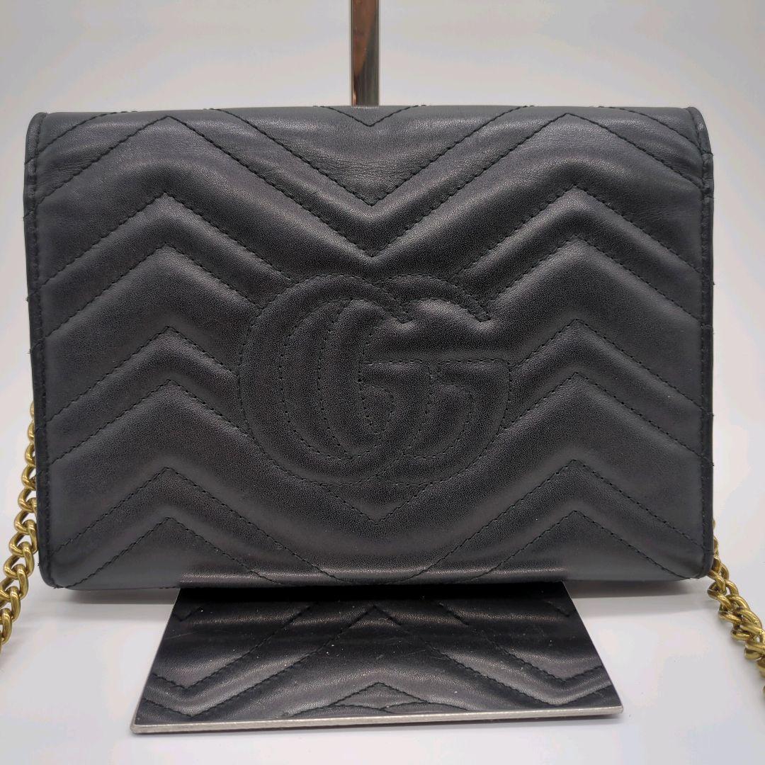【入手困難・美品】グッチ☆チェーンウォレット GGマーモント キルティング 黒