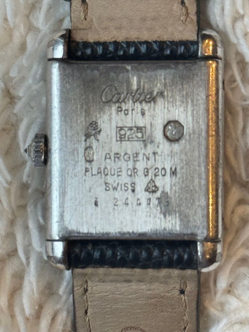 Cartierカルティエタンク 手巻きアフターダイヤ黒文字盤 レディース