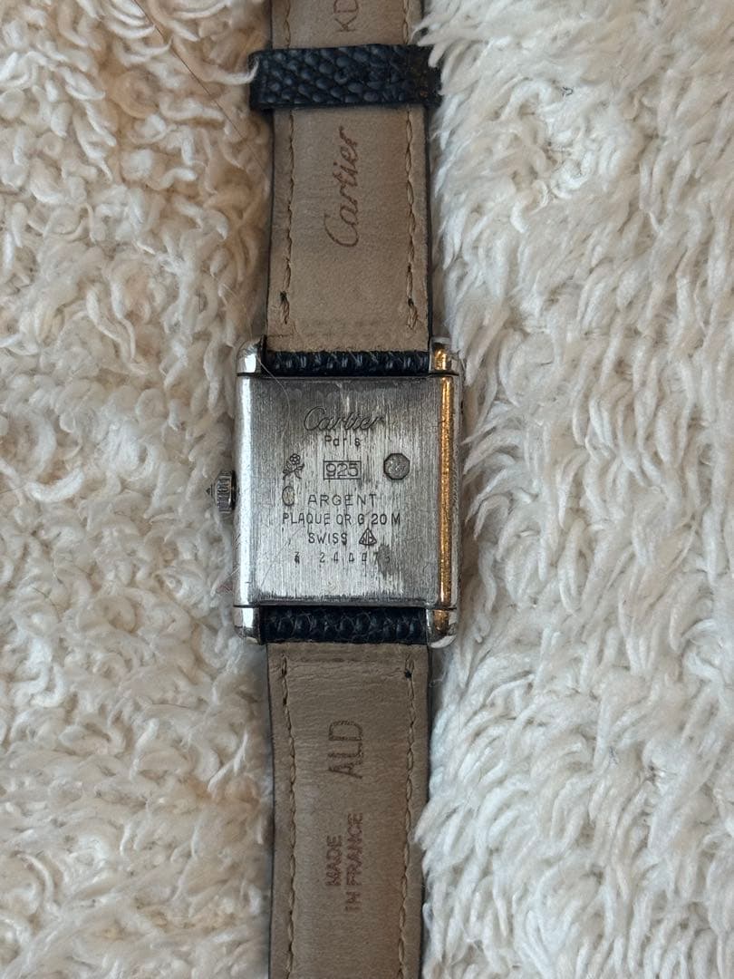 Cartierカルティエタンク 手巻きアフターダイヤ黒文字盤 レディース