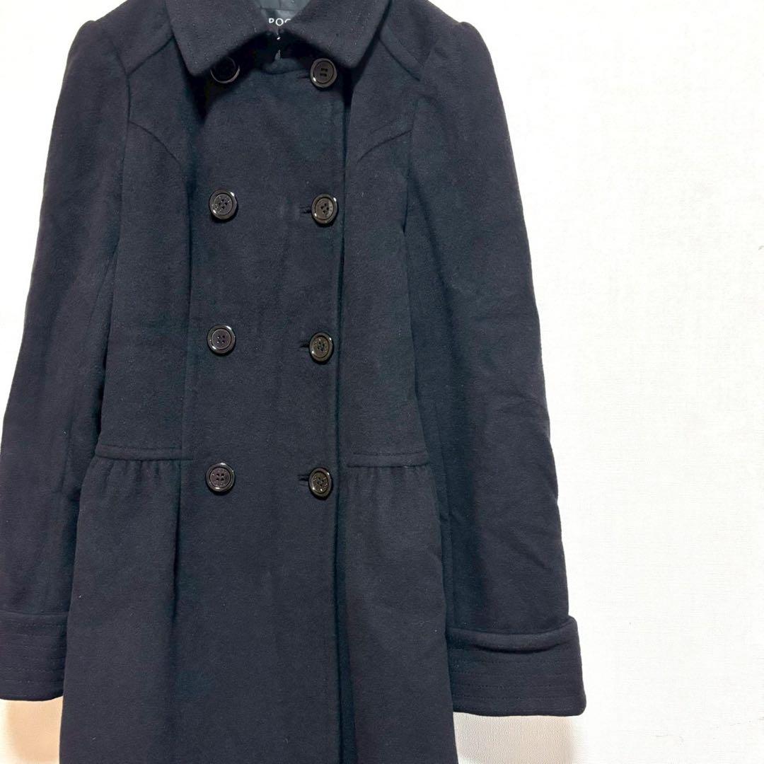 EPOCA ロングコート 黒 ブラック 40 アウター フレア 厚手 防寒