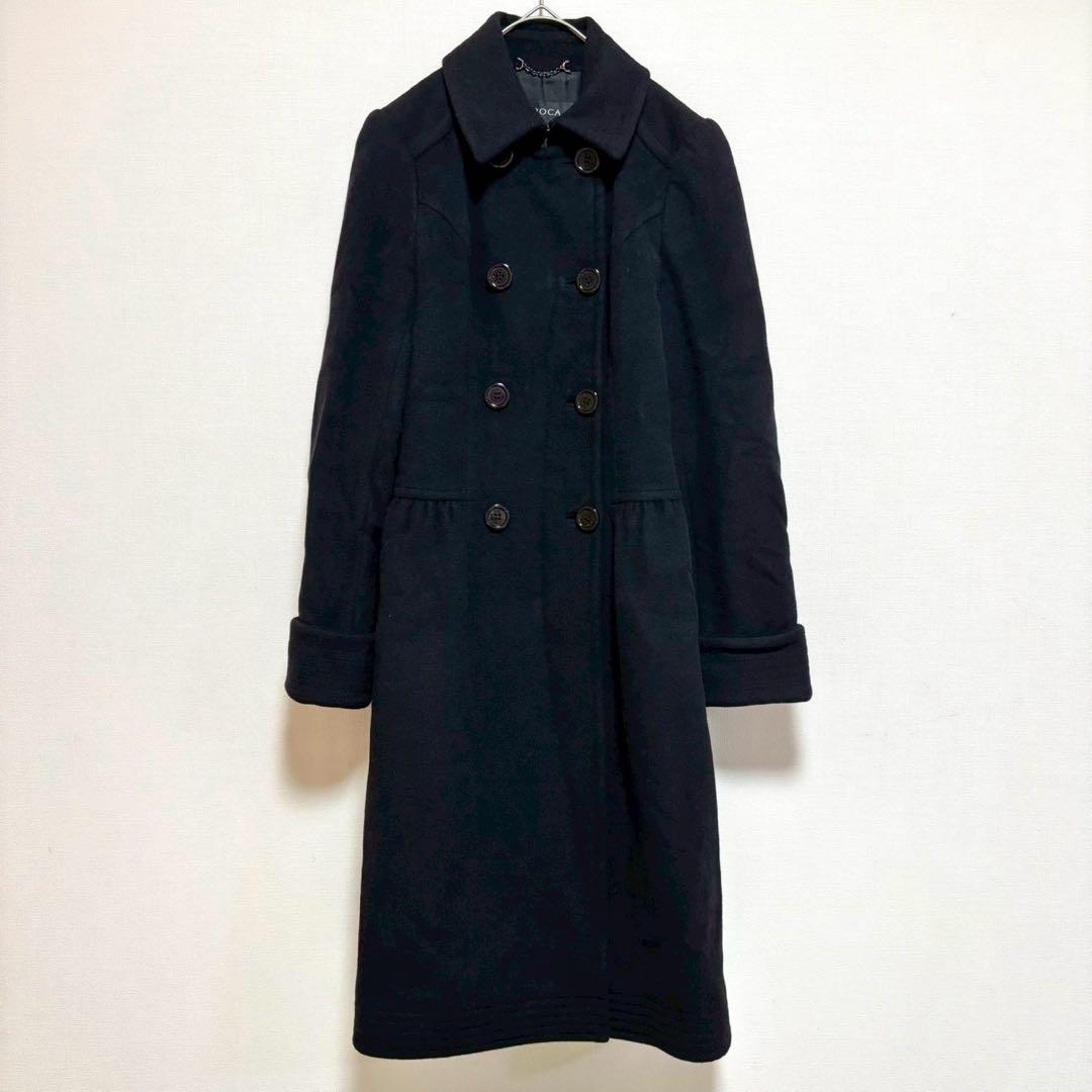 EPOCA ロングコート 黒 ブラック 40 アウター フレア 厚手 防寒