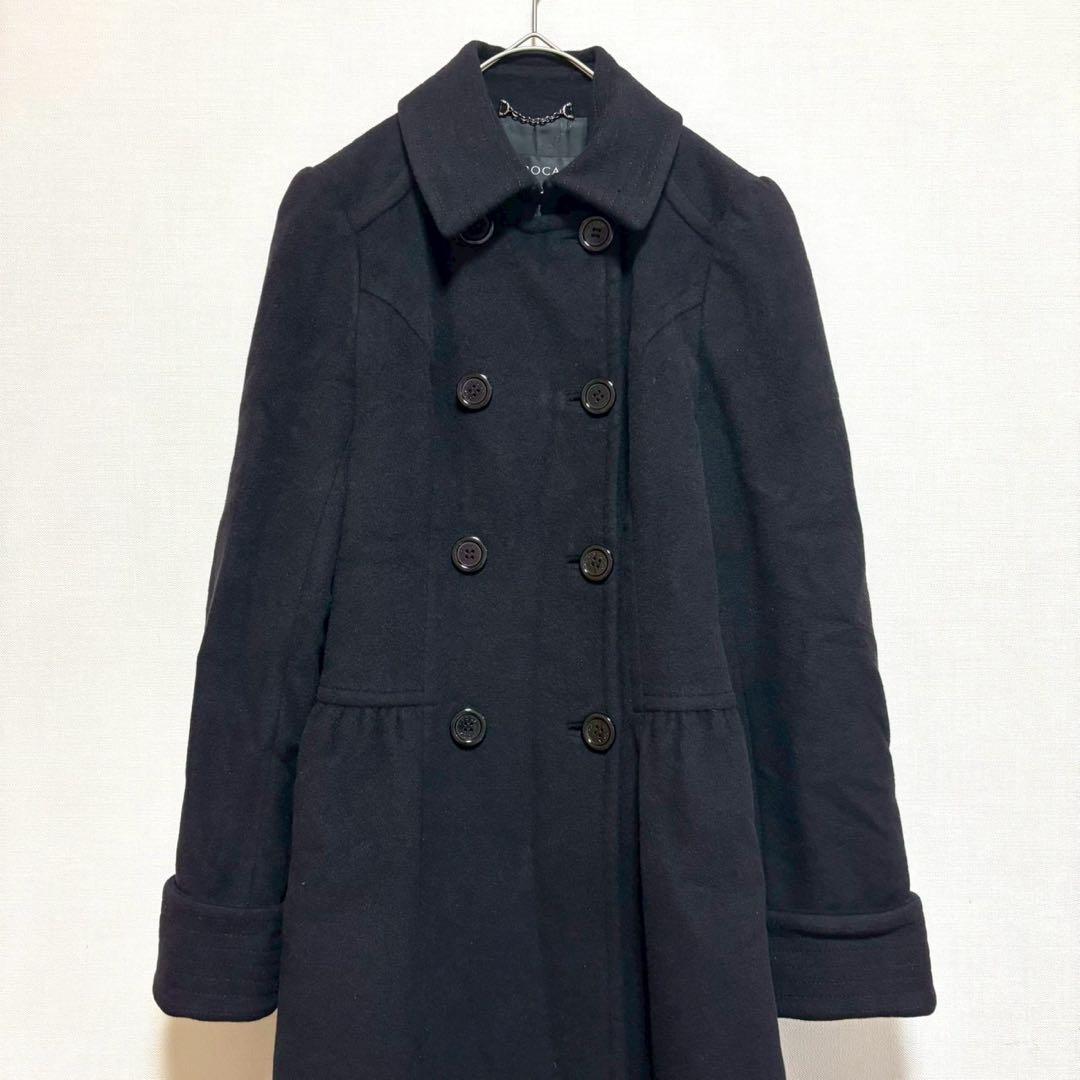 EPOCA ロングコート 黒 ブラック 40 アウター フレア 厚手 防寒