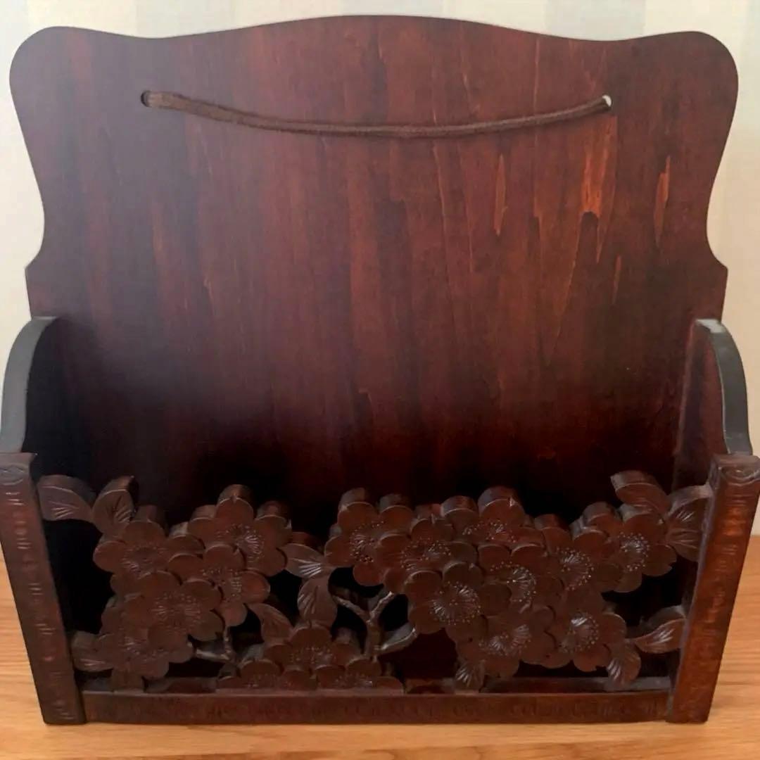 y様 希少 廃盤 大坂屋家具店 軽井沢彫 桜彫り レターラック 状差し 木工