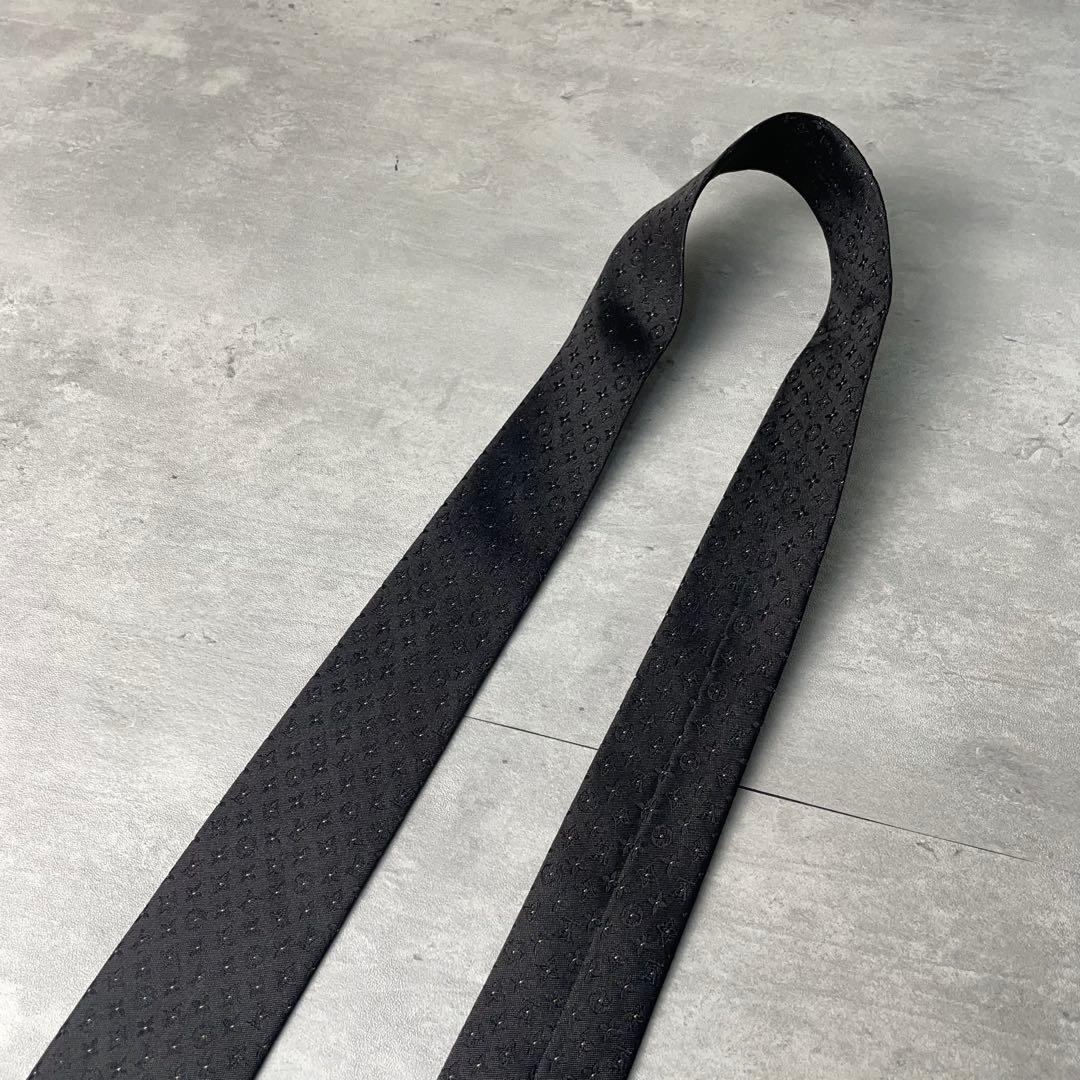 極美品 LOUIS VUITTON モノグラム 24K ピンドット ネクタイ 黒
