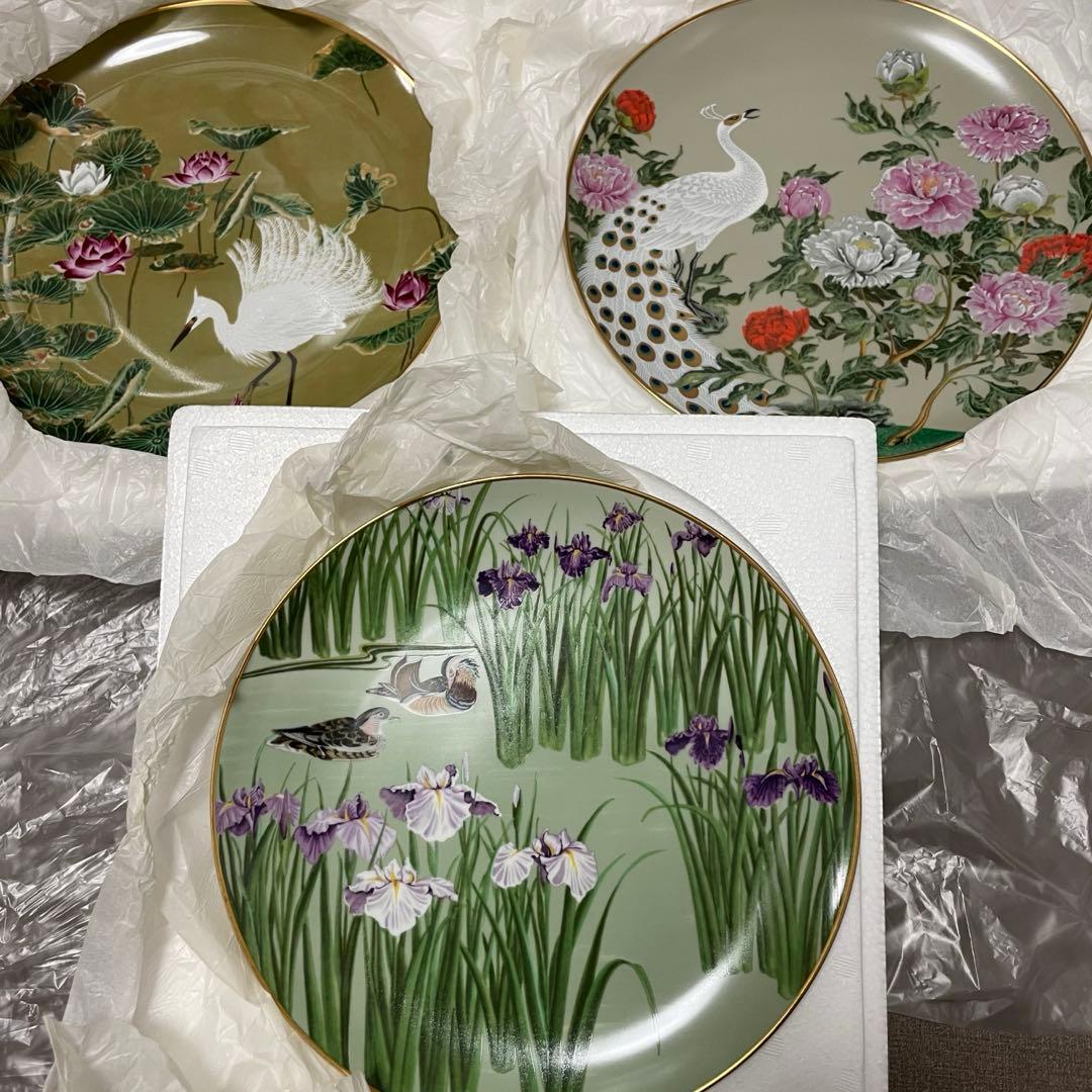 限定版フランクリンポーセリン 花鳥十二ヶ月 神無月 菊に雀 飾皿 絵皿プレート