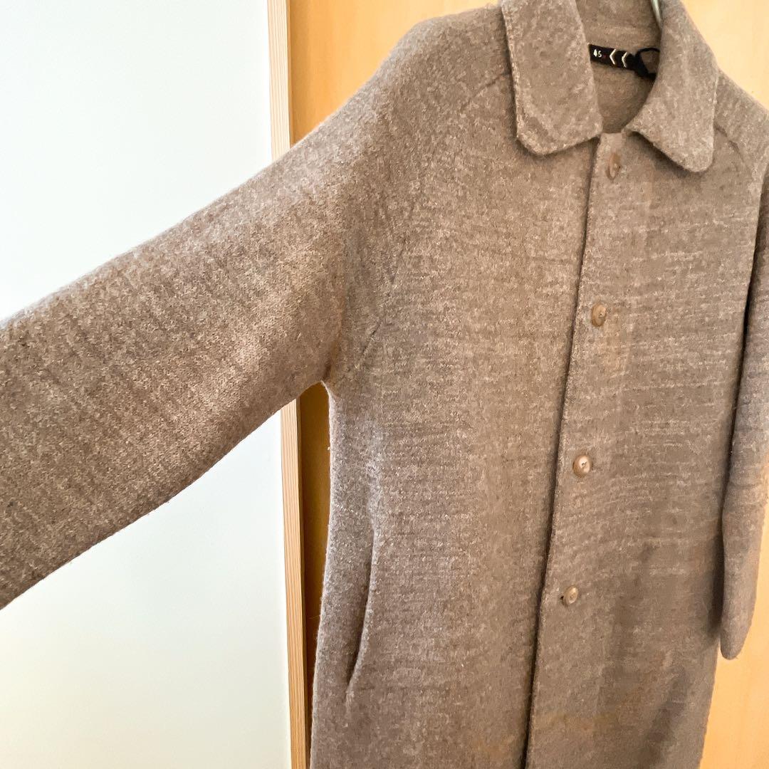 45R ステンカラーコート ニット ウール アルパカ　ロング Mサイズ