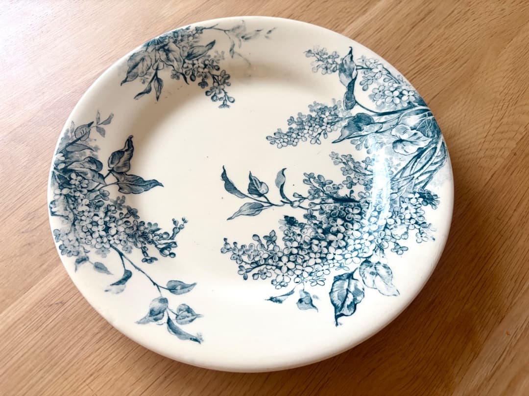 美品　フランスアンティーク　GIEN プレート　ライラック　LILAS　平皿　B