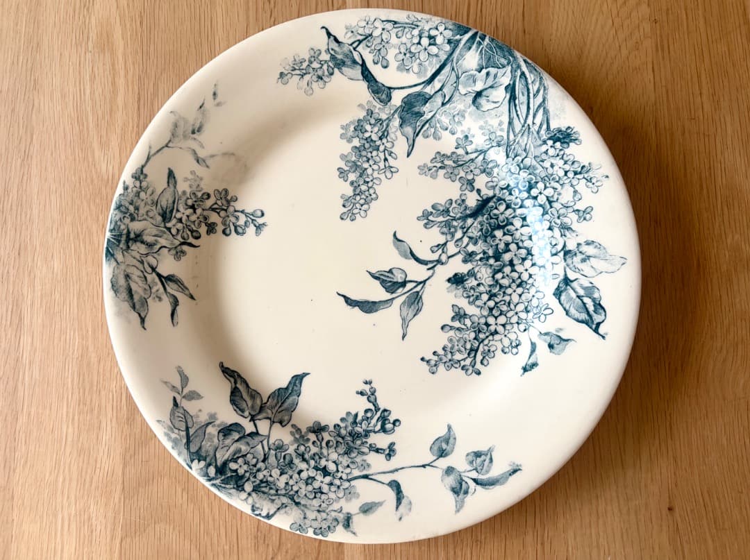 美品　フランスアンティーク　GIEN プレート　ライラック　LILAS　平皿　B