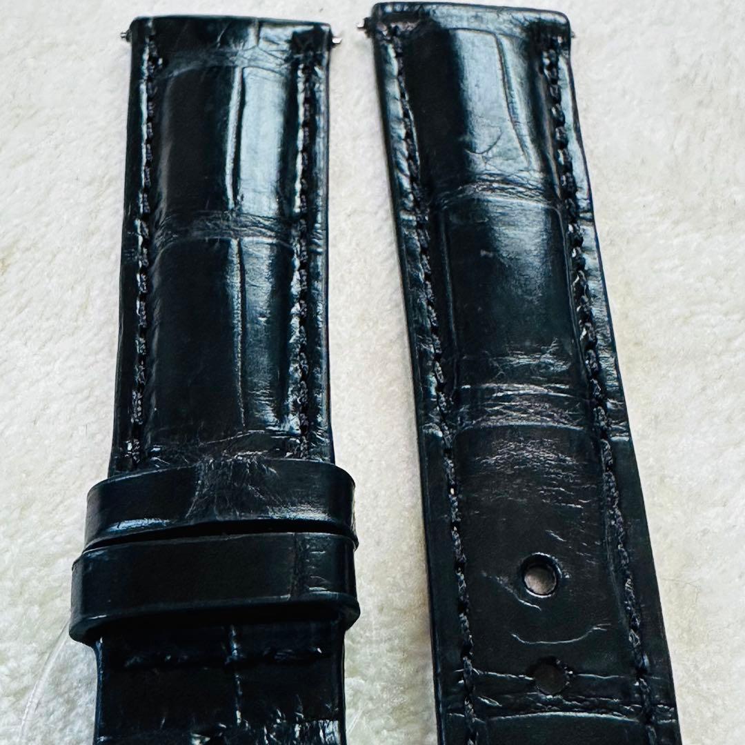 2006#19mm-16mmブラック★本物クロコダイル腕時計用ベルト★スイス製
