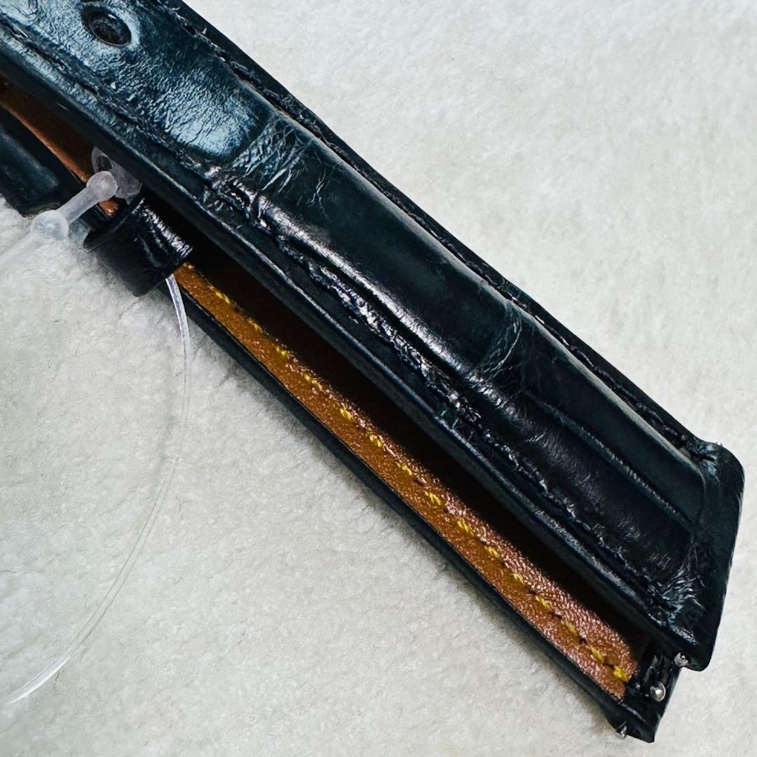 2006#19mm-16mmブラック★本物クロコダイル腕時計用ベルト★スイス製