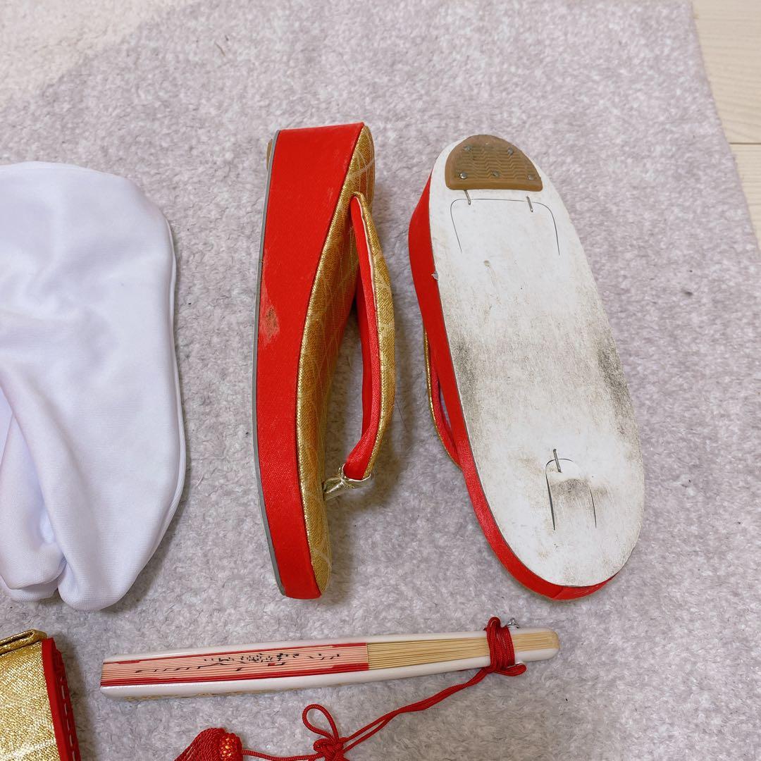 七五三 7歳 正絹 着物 袋帯 バッグ 草履 小物 フルセット 赤 金 黒