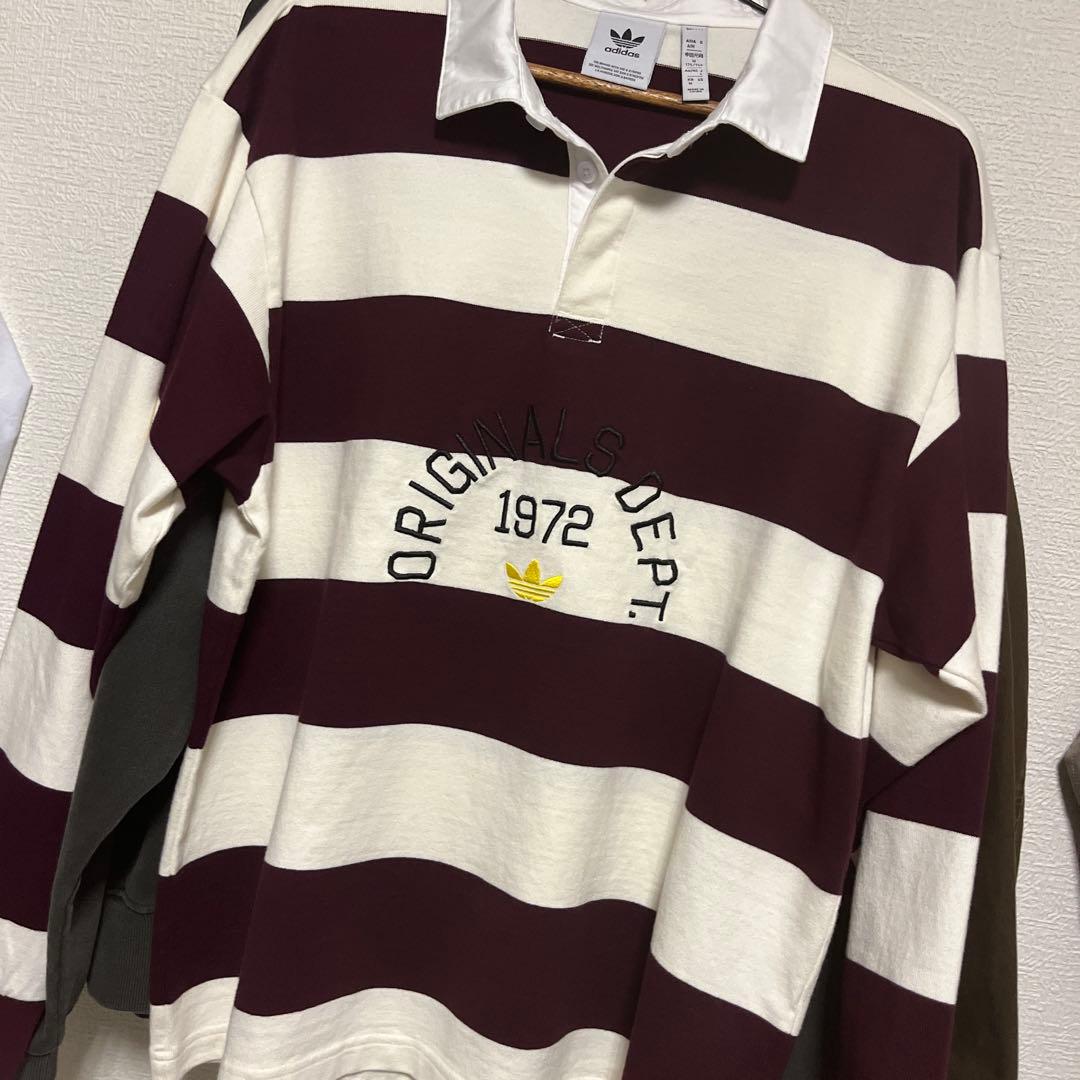 adidas ストライプラガーシャツ 96cm ボルドー