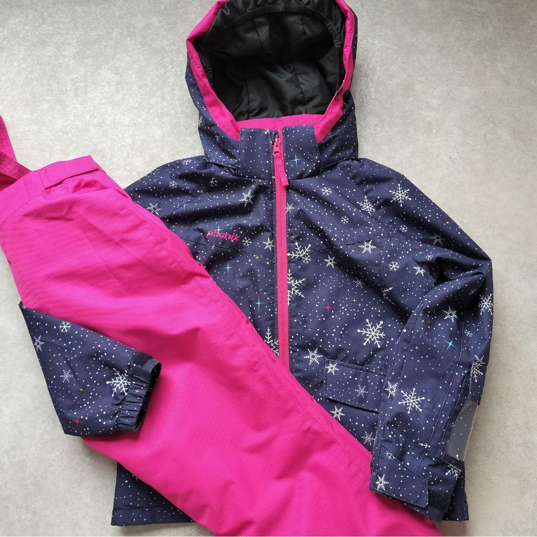 美品 Phenixスキーウェア 女の子 上下 140 130 雪結晶☆紺ピンク