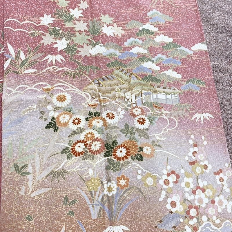 511mh72☆呉服店取扱い 訪問着 金駒刺繍 金彩 たたき染め 茶屋辻☆美品