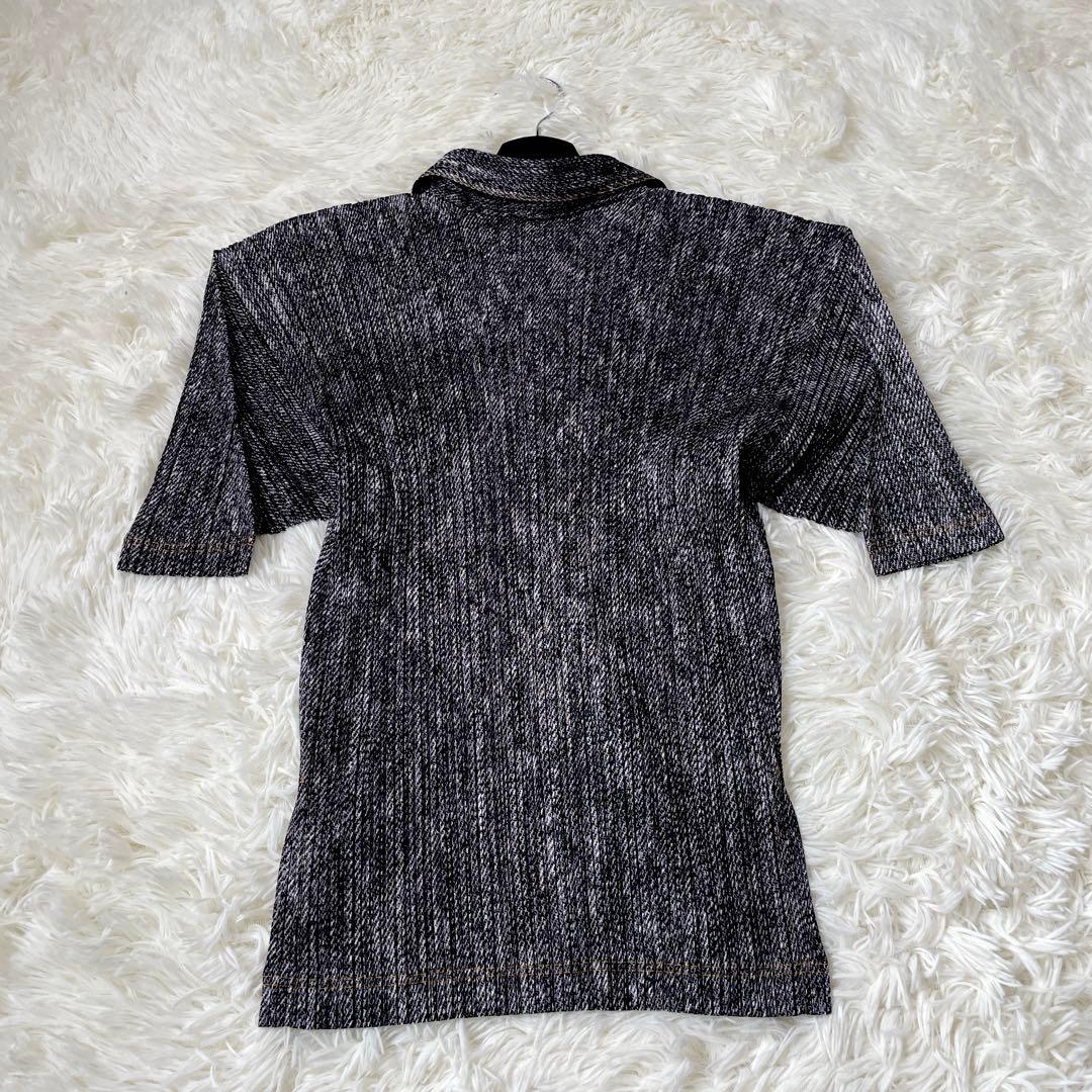 イッセイミヤケ PLEATSPLEASE デニム転写　変形　プリーツ　トップス