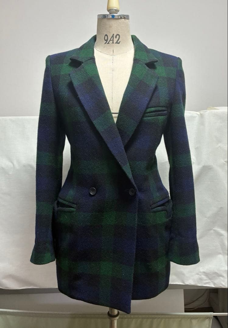 Cabanaダブルブレスト ブラックウォッチ　ウールテーラードジャケット 38