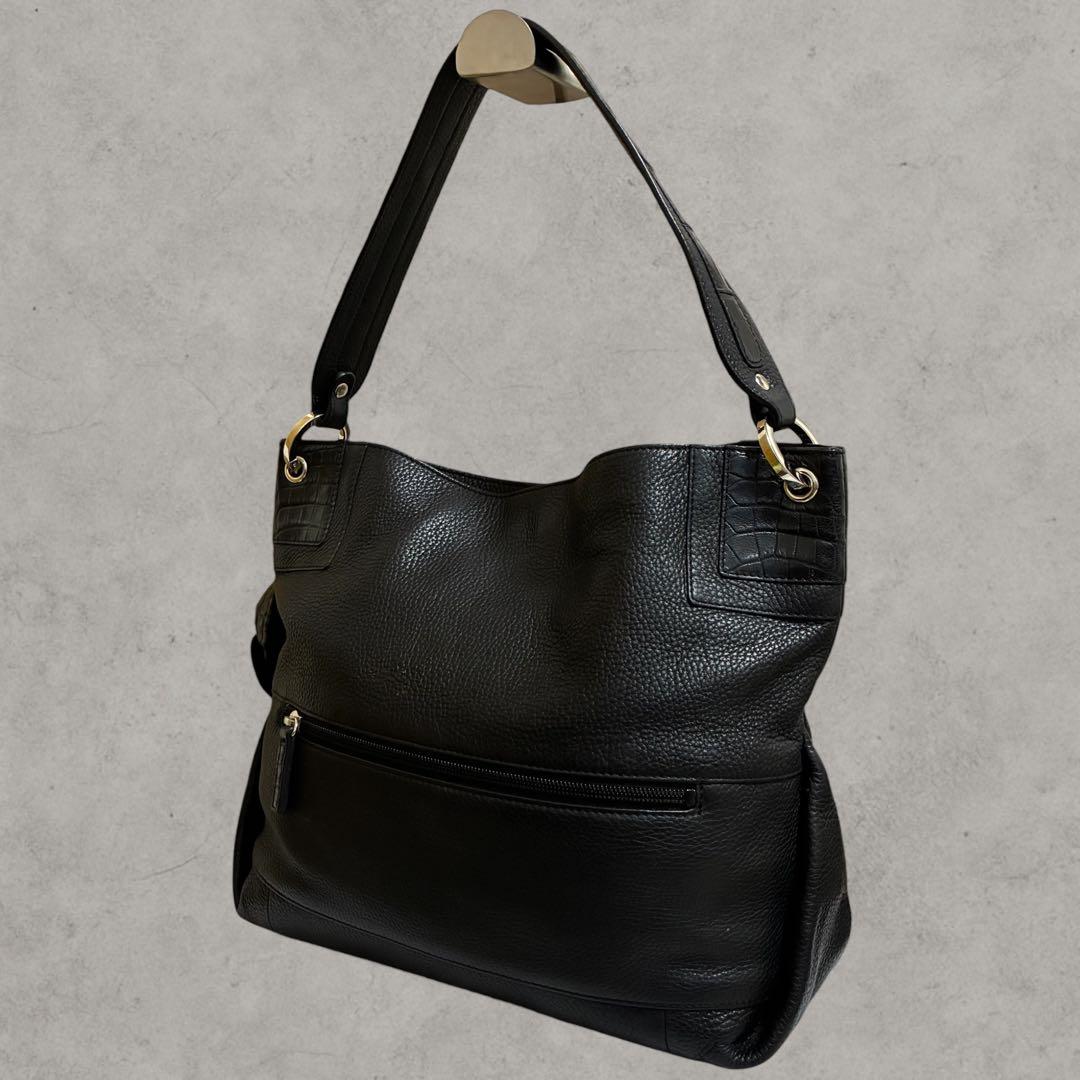 BEAUGRAND ボーグラン ショルダーバッグ JRA認定 クロコダイル 黒