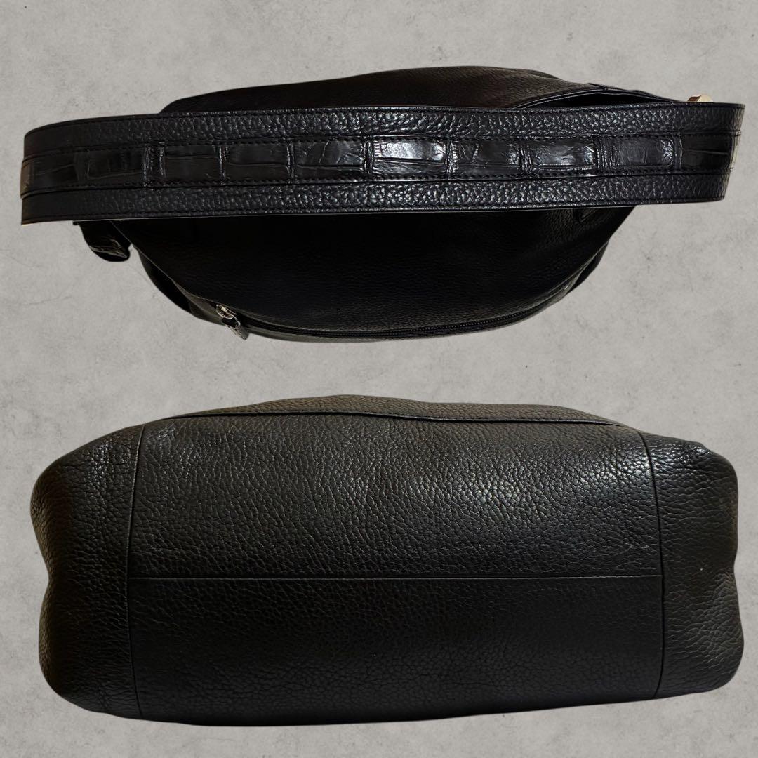 BEAUGRAND ボーグラン ショルダーバッグ JRA認定 クロコダイル 黒