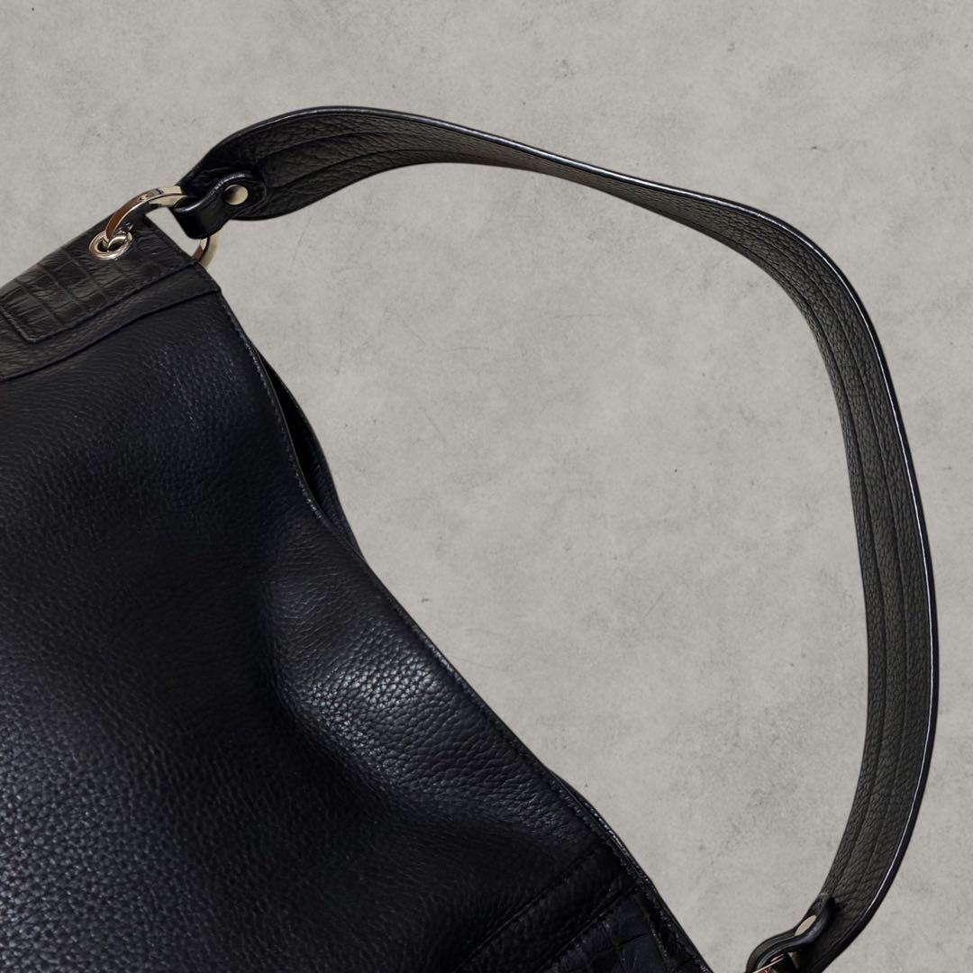 BEAUGRAND ボーグラン ショルダーバッグ JRA認定 クロコダイル 黒