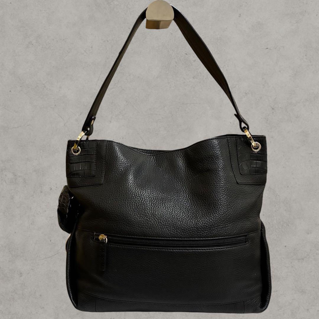 BEAUGRAND ボーグラン ショルダーバッグ JRA認定 クロコダイル 黒