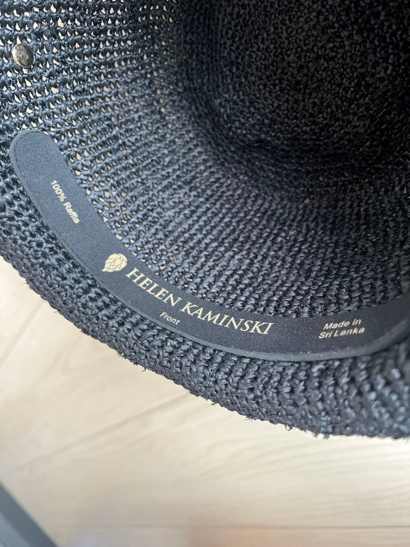 【美品】HELEN KAMINSKI ブラック 麦わら帽子　広つば　専用袋付き