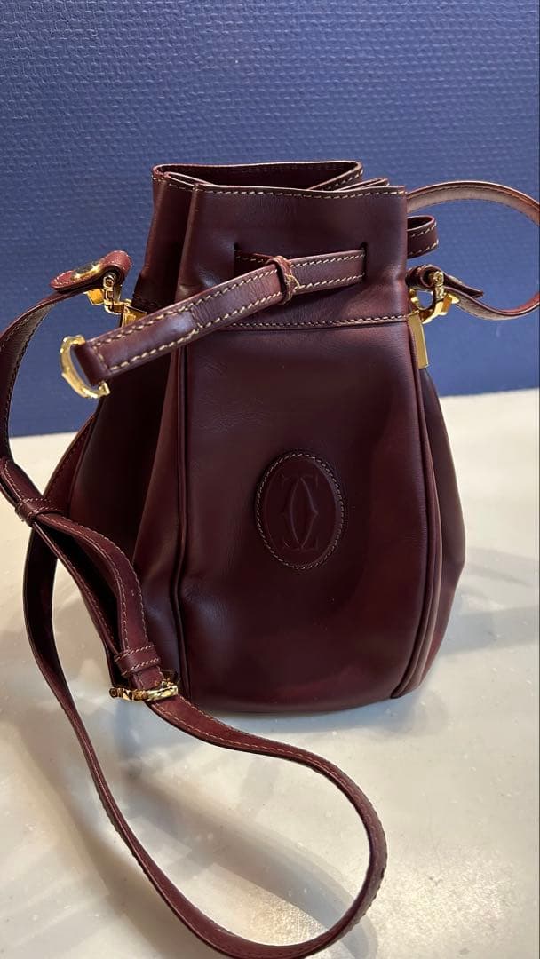 ［超美品］CARTIER マストライン 巾着 ショルダーバッグ