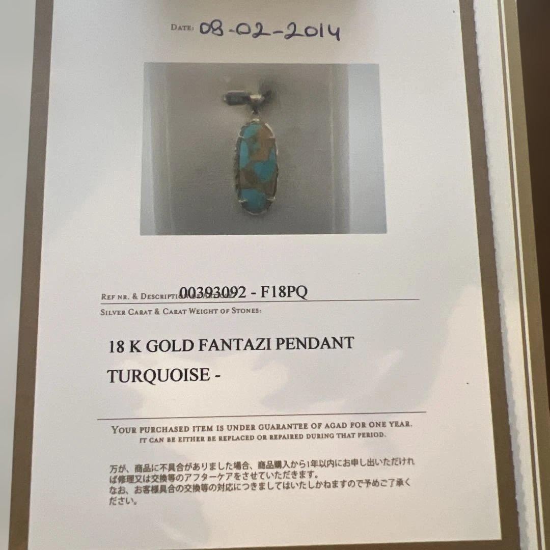 AGAD18金トルコ石ネックレストップ