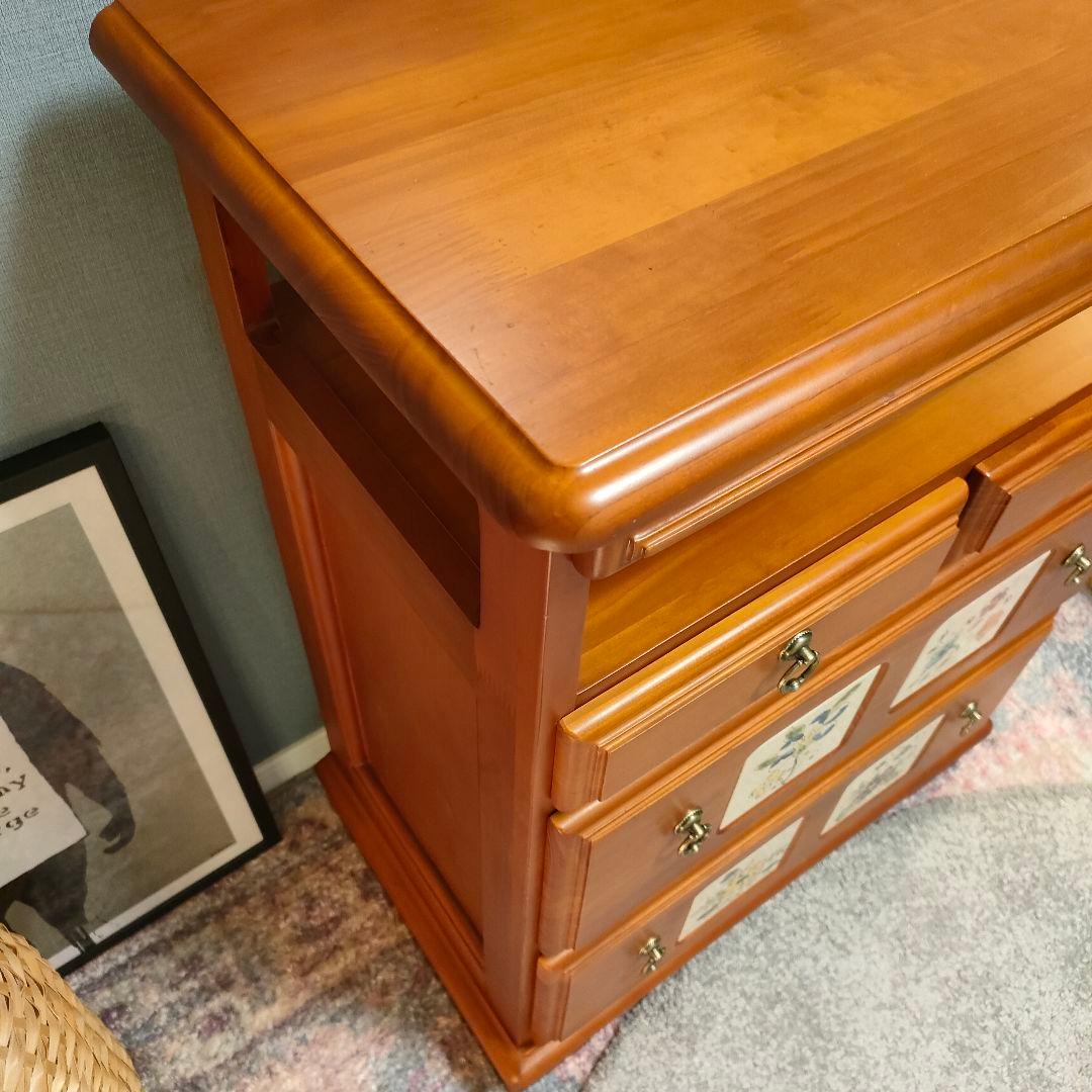 ヴィンテージ バレンシア スパニッシュタイル チェスト 北欧カントリー 収納