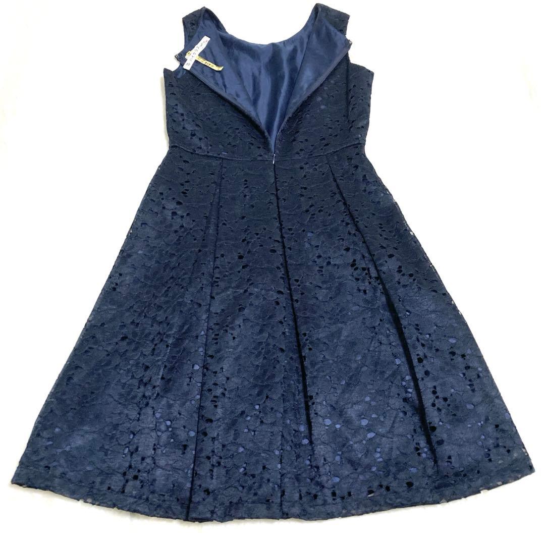 極美品✨ポンポネットジュニア　総レースワンピース ボレロカーディガン 紺 160