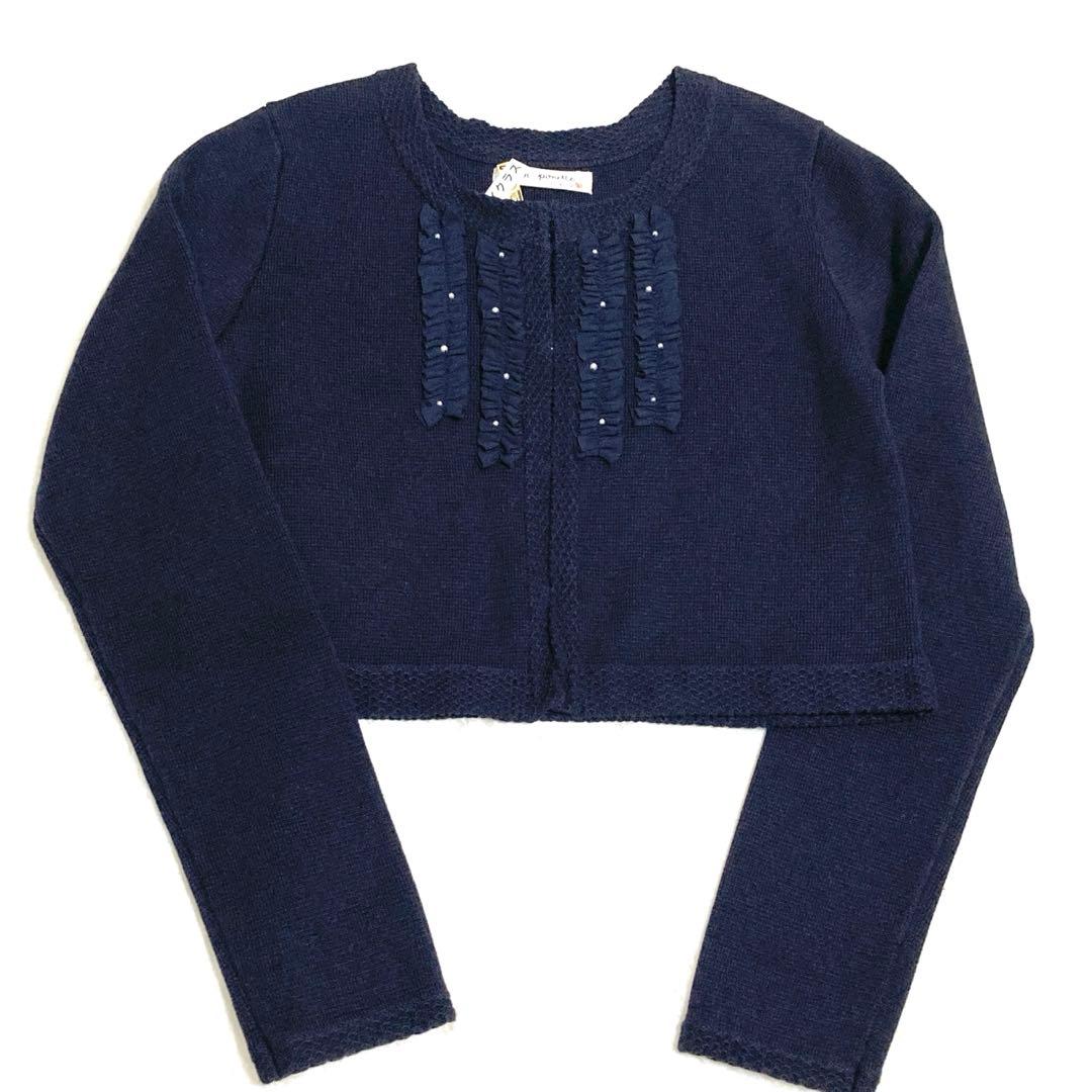 極美品✨ポンポネットジュニア　総レースワンピース ボレロカーディガン 紺 160