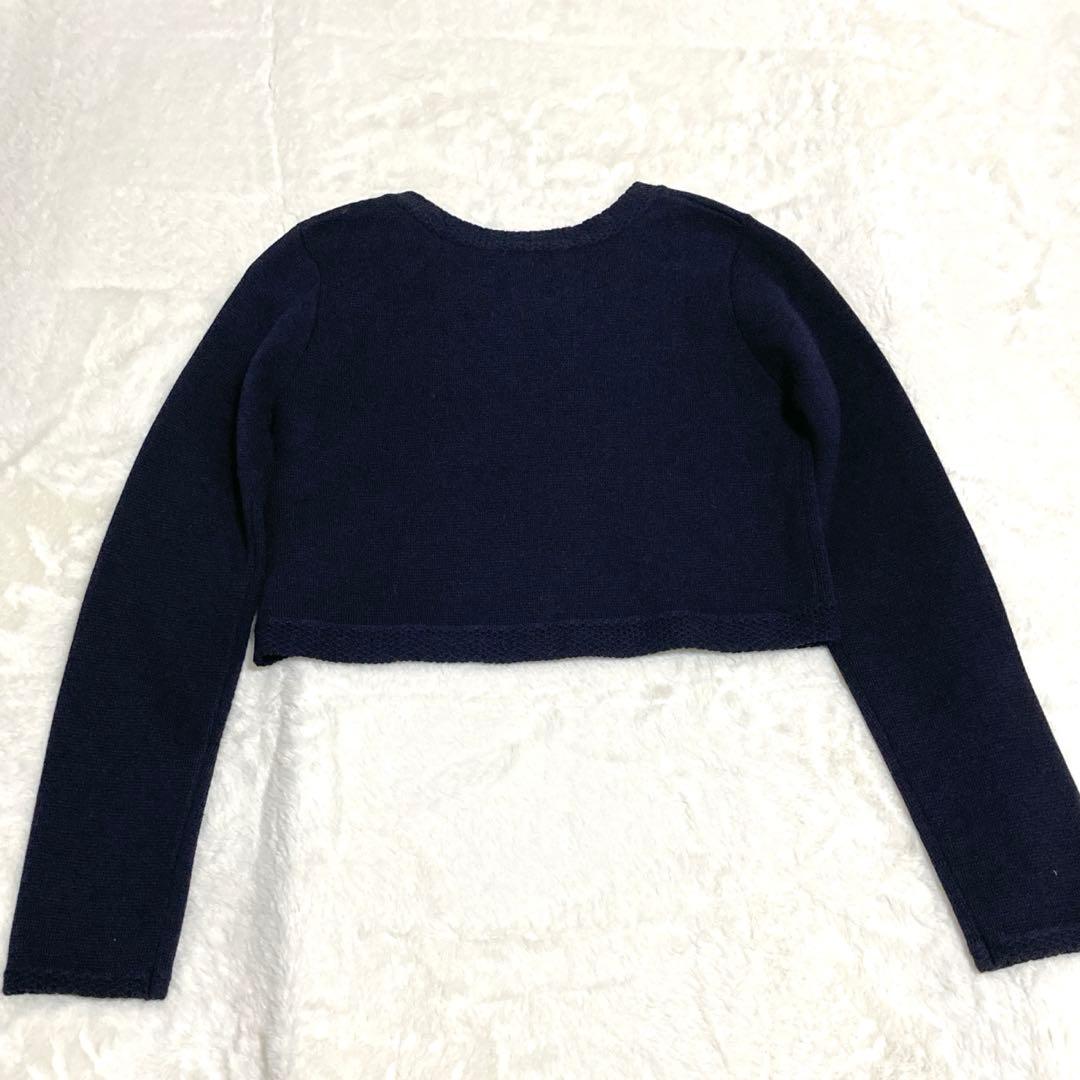 極美品✨ポンポネットジュニア　総レースワンピース ボレロカーディガン 紺 160