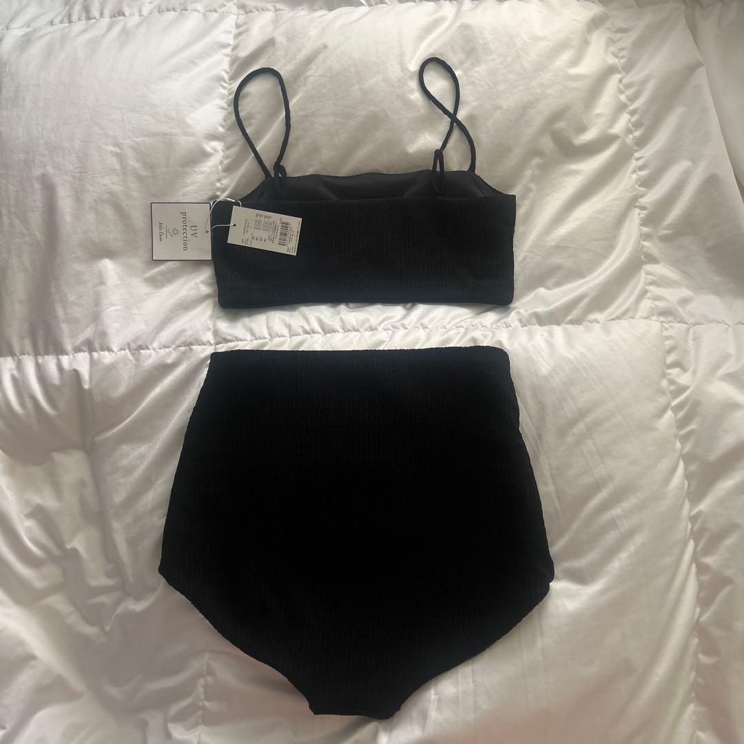 ミラオーウェン　ブラックリブ編みセパレート水着