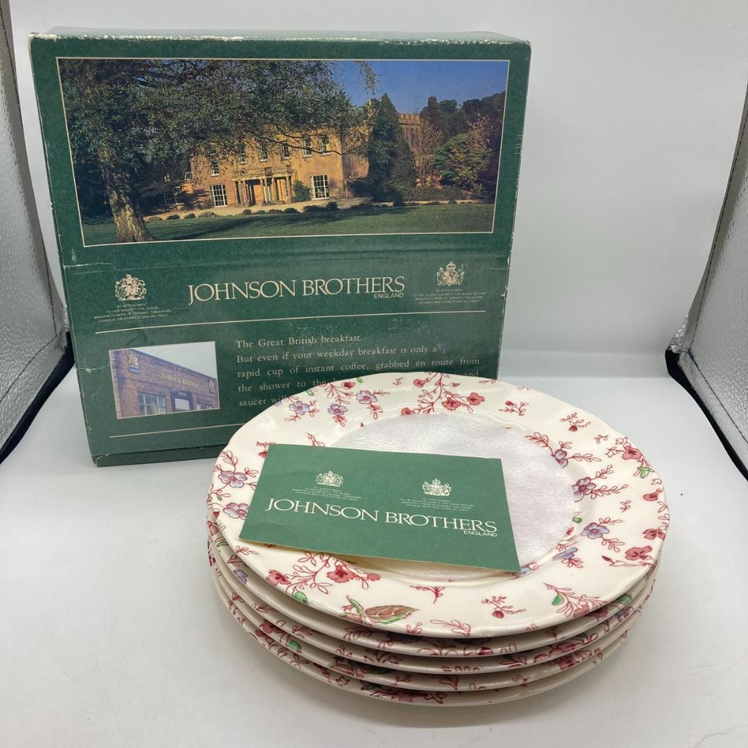 ▼JOHNSON BROTHERS　ローズチンツ　プレート　5枚セット　箱付き