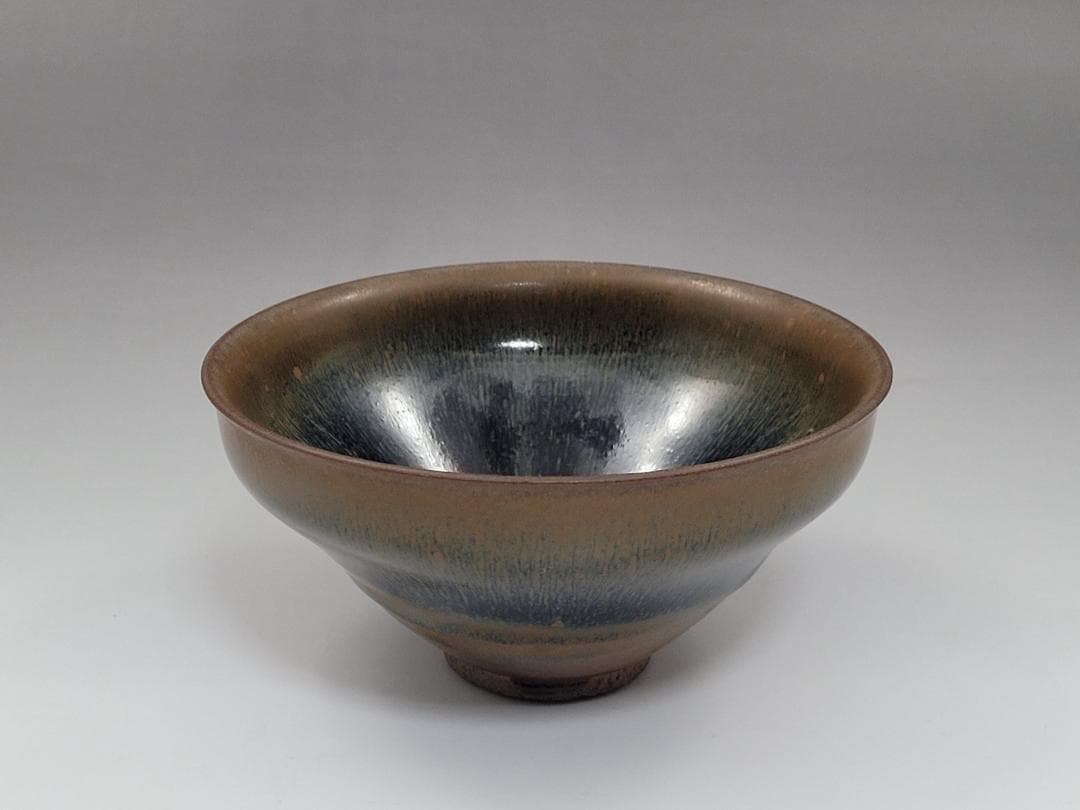 黑釉 窯変紋 天目 茶碗 宋元時代 幅約12.6cm