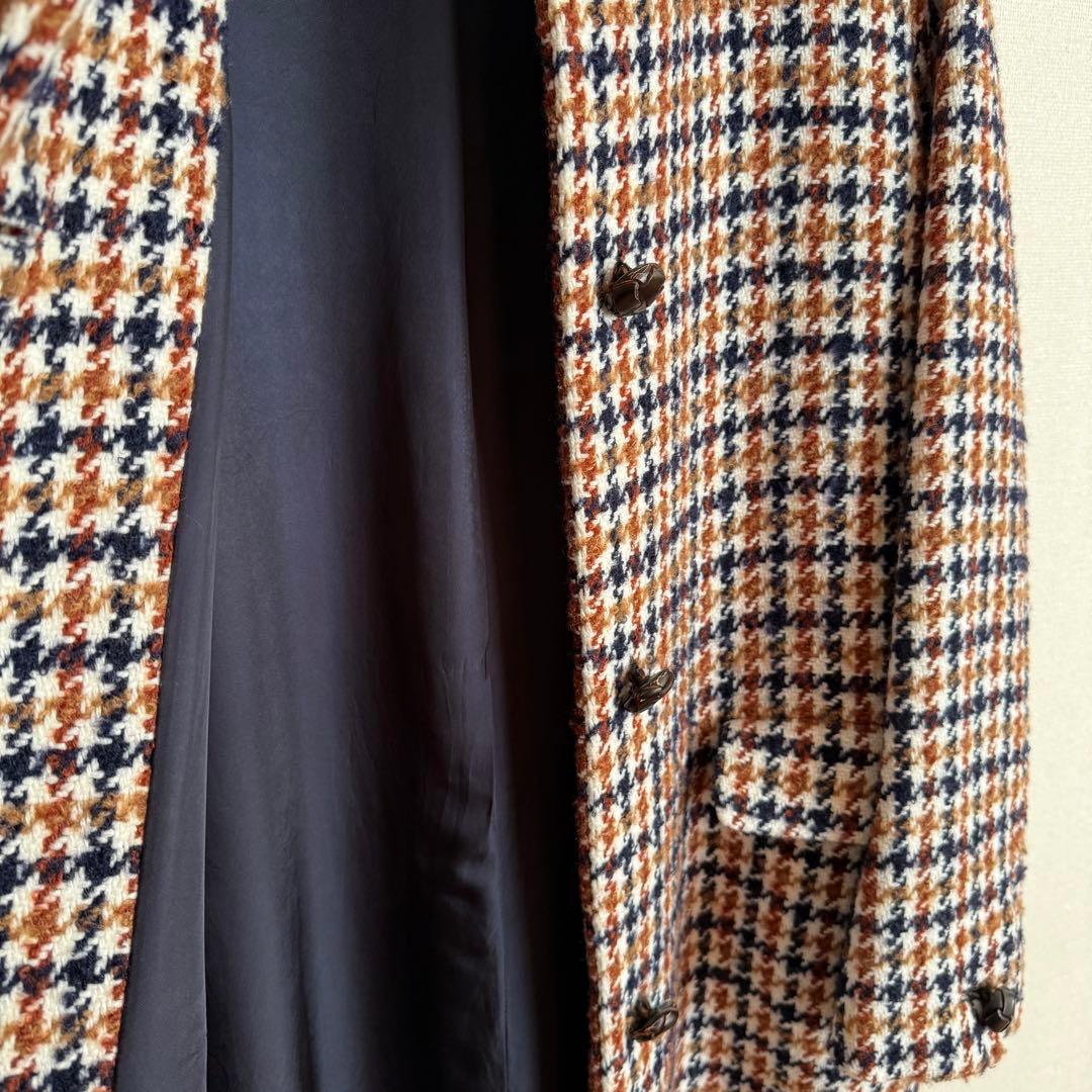 【23区】ループヤーン チェック ツイード ロングコート