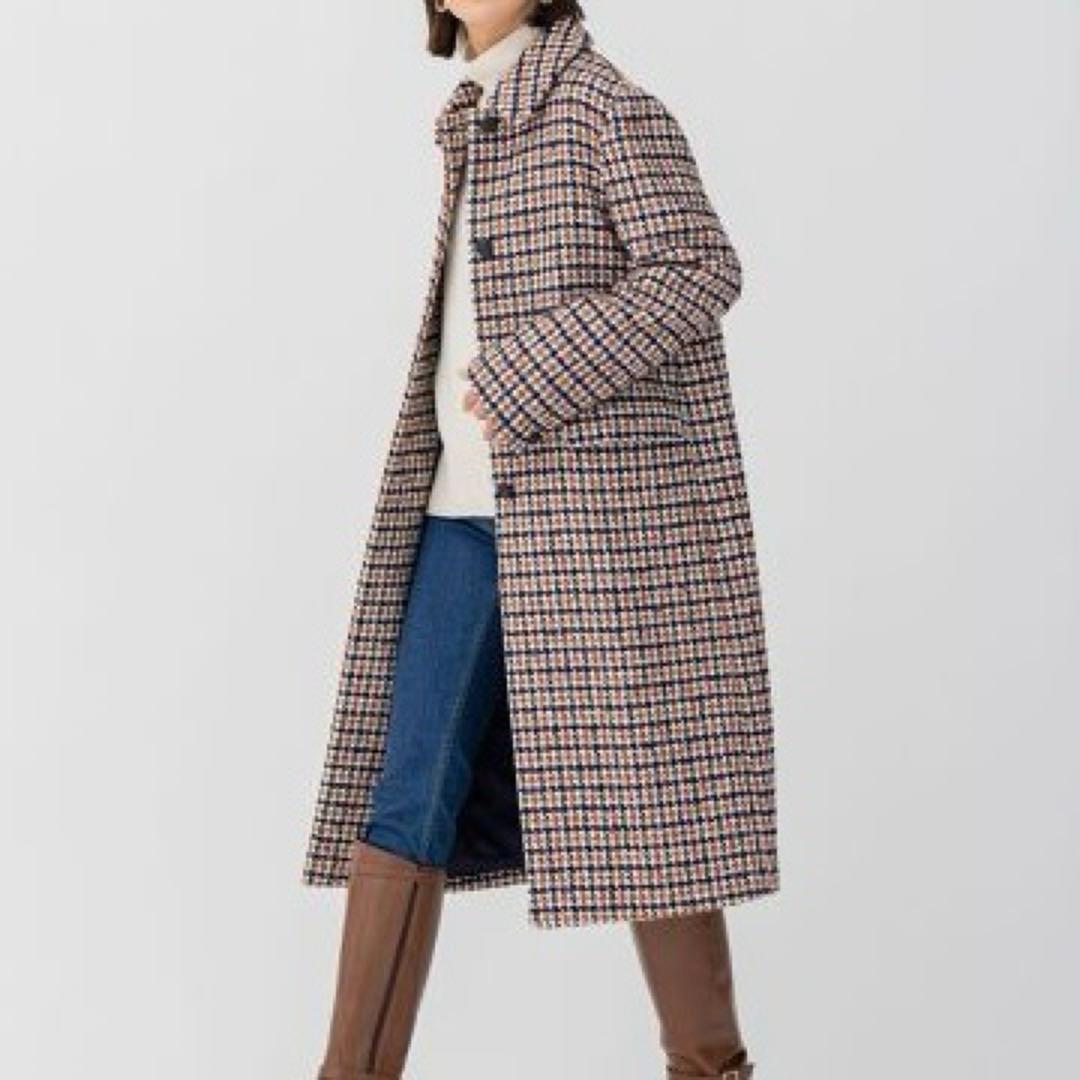 【23区】ループヤーン チェック ツイード ロングコート