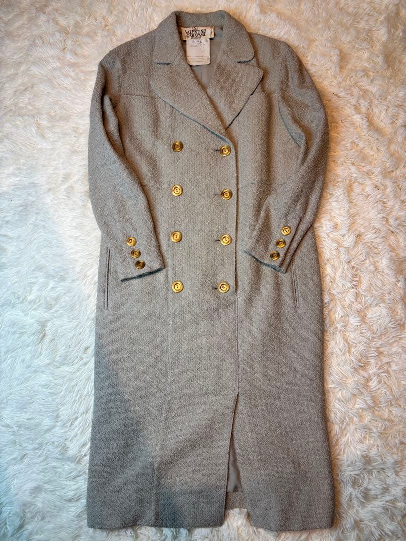 ヴァレンティノ ヴィンテージツイードロングコート　金ボタン　コート　アウター