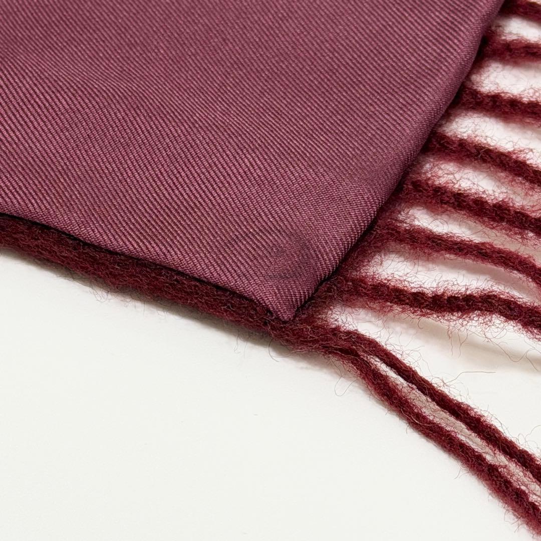 HERMES エルメス シルク カシミヤ フリンジマフラー 葡萄柄 ワインレッド