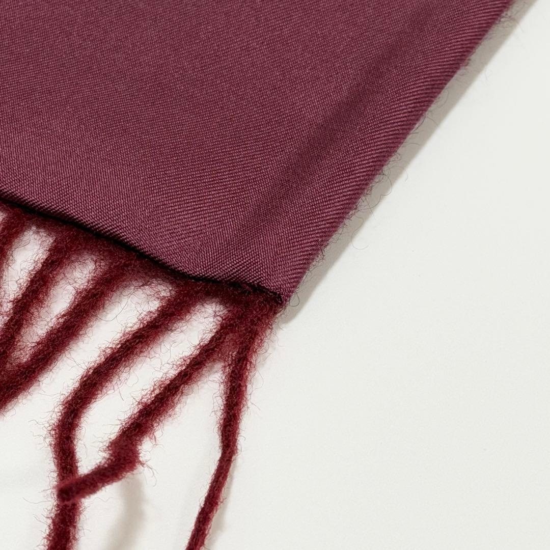 HERMES エルメス シルク カシミヤ フリンジマフラー 葡萄柄 ワインレッド