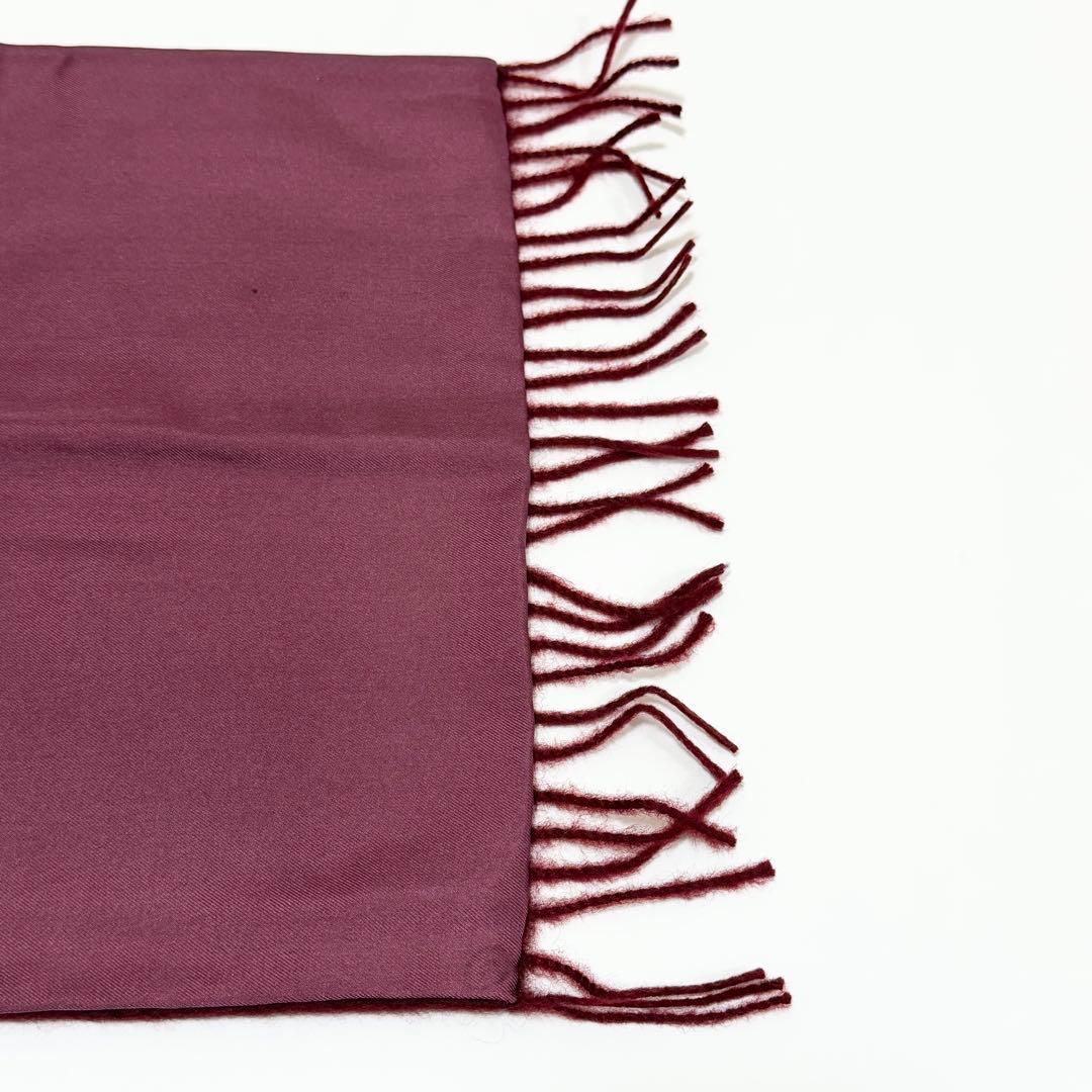 HERMES エルメス シルク カシミヤ フリンジマフラー 葡萄柄 ワインレッド