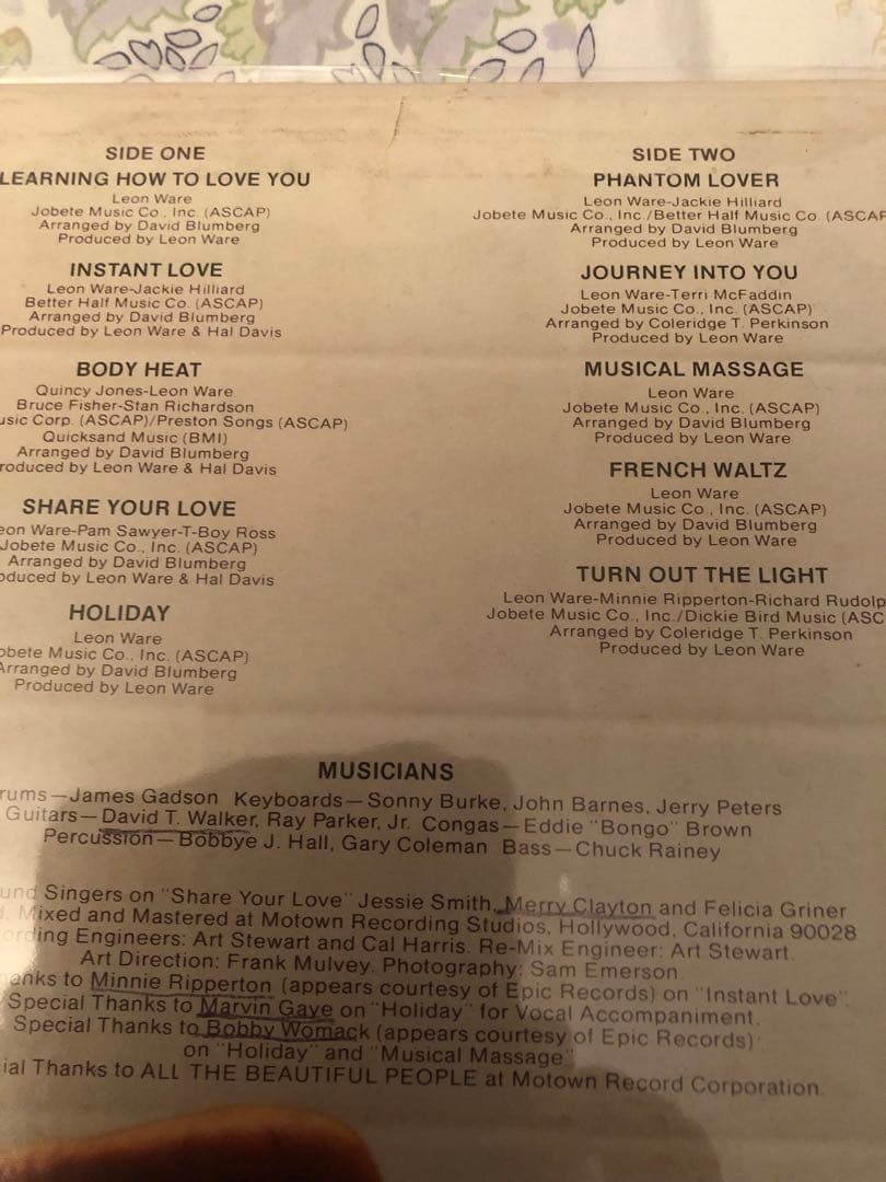 Leon Ware 1973 オリジナル 国内盤　Musical Massage