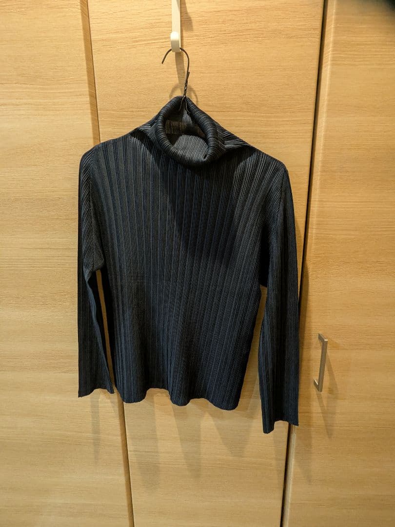 大きい L プリーツプリーズ イッセイミヤケ タートル カットソー 紺